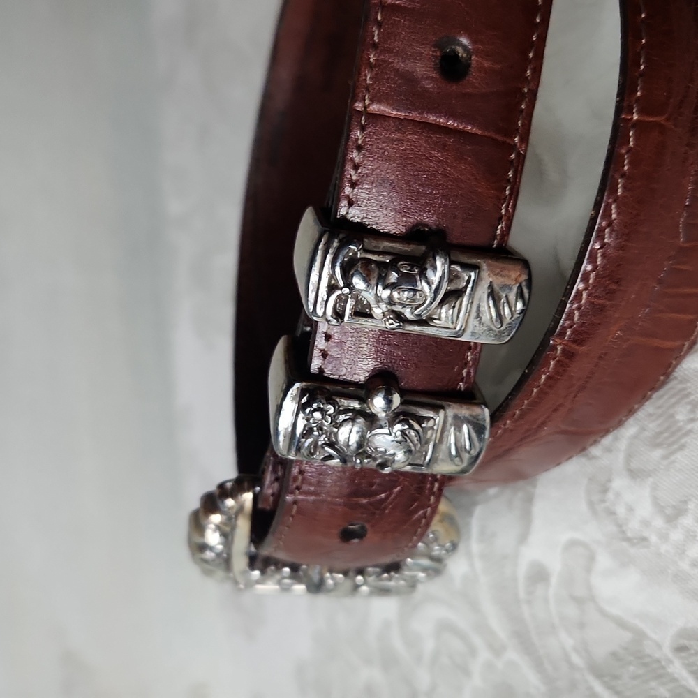 Brighton Mickey Mouse Train Lizard Print Belt Size 32 - Picture 3 of 13